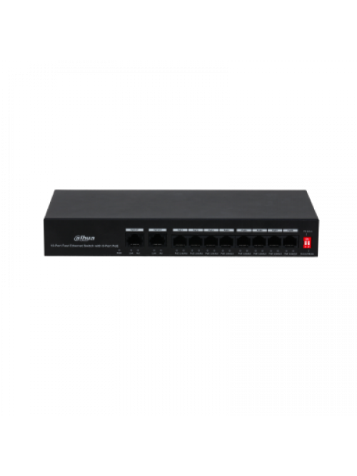 DH-PFS3010-8ET-65 Switch PoE 8+2, 10/100Mbps, AC100–AC240V, 242.5×122.9×35.0 mm