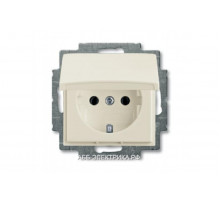 Розетка с/з с крышкой, цвет Шале(белый), ABB Basic 55
