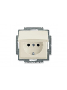 Розетка с/з с крышкой, цвет Шале(белый), ABB Basic 55