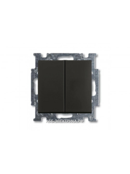 Выключатель 2-клавишный проходной ( с двух мест), цвет Шато(черный), ABB Basic 55