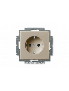 Розетка с/з с защитными шторками (винтовой зажим), цвет Шампань, ABB Basic 55