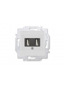 Розетка USB зарядка двойная ABB Levit серый