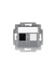 Розетка информационная ABB Levit RJ45 категория 5e и заглушка сталь