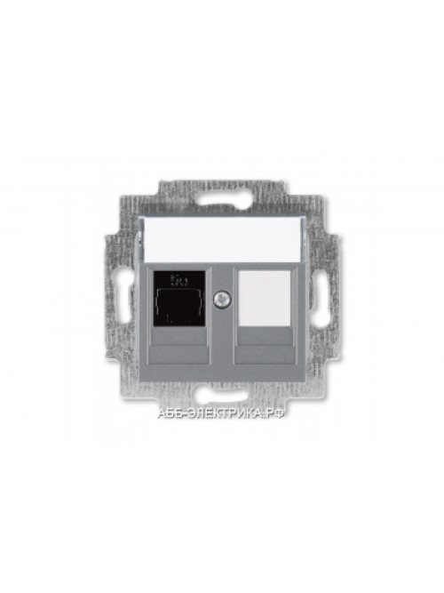 Розетка информационная ABB Levit RJ45 категория 5e и заглушка сталь