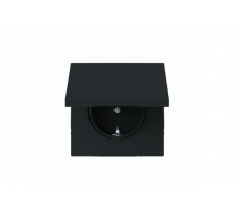 SCHUKO® socket insert Without imprint Safety Shutter with Hinged Lid black matt  - Busch-art linear