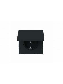 SCHUKO® socket insert Without imprint Safety Shutter with Hinged Lid black matt  - Busch-art linear