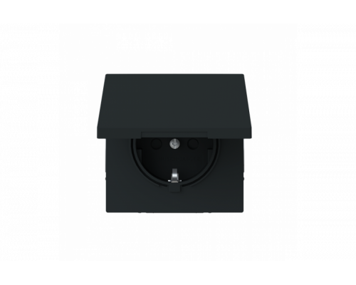 SCHUKO® socket insert Without imprint Safety Shutter with Hinged Lid black matt  - Busch-art linear