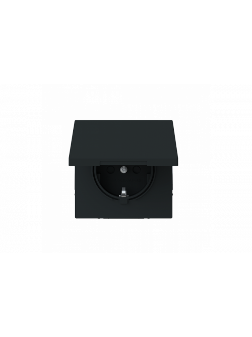 SCHUKO® socket insert Without imprint Safety Shutter with Hinged Lid black matt  - Busch-art linear