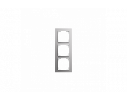 Cover frame 3gang aluminium silver - Busch-art linear