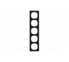 Cover frame 5gang black matt - Busch-art linear