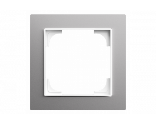 Cover frame 1gang aluminium silver - Busch-art linear