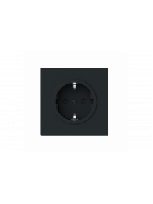 Socket insert Without imprint Safety Shutter Protective contact (SCHUKO) black matt  - Busch-art linear