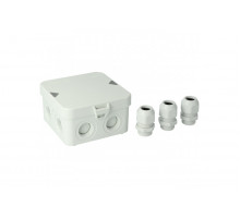 Junction box AK1-IP65, grey, with 3 cable glands M20