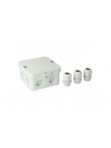 Junction box AK1-IP65, grey, with 3 cable glands M20