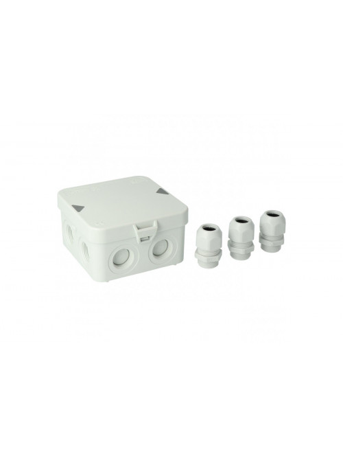 Junction box AK1-IP65, grey, with 3 cable glands M20