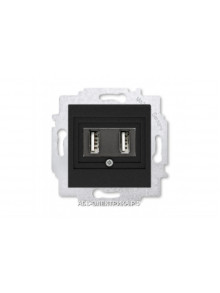 Розетка USB зарядка двойная ABB Levit антрацит
