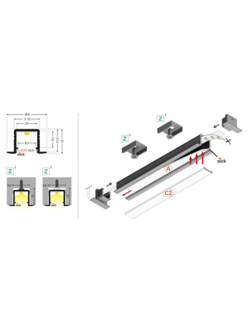 профиль LED SMART-IN10 AC2/Z 3000 анодированный