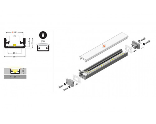 profil LED FLOOR8 K 2000 anod.