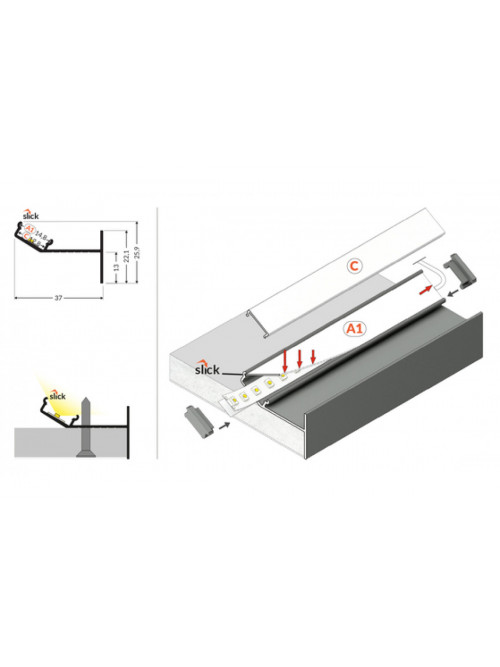 profil LED GLOW12 UP A1C 2000 anod.