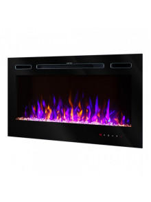 Встраиваемый/настенный электрокамин Kamelia, 544x1143x140 mm, 1500W,  3 цветов пламени, 5 режимов интенсивности пламени, Дрова и кристаллы