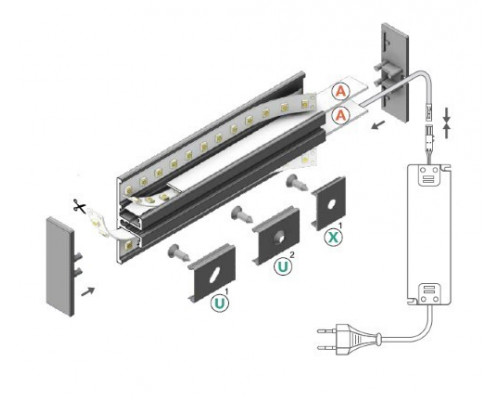 Profil LED aparent BACK 10, negru, lungime 2m