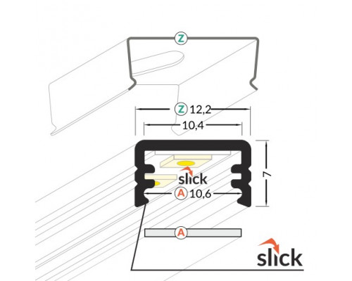 Profil LED aparent SLIM 8, negru, lungime 2m
