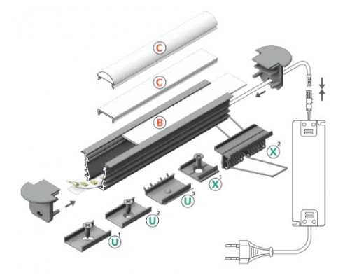 Profil LED încastrat DEEP 10, aluminiu anodizat, lungime 2m