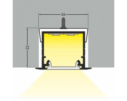 Profil LED încastrat LINEA IN 20, aluminiu neanodizat, lungime 2m