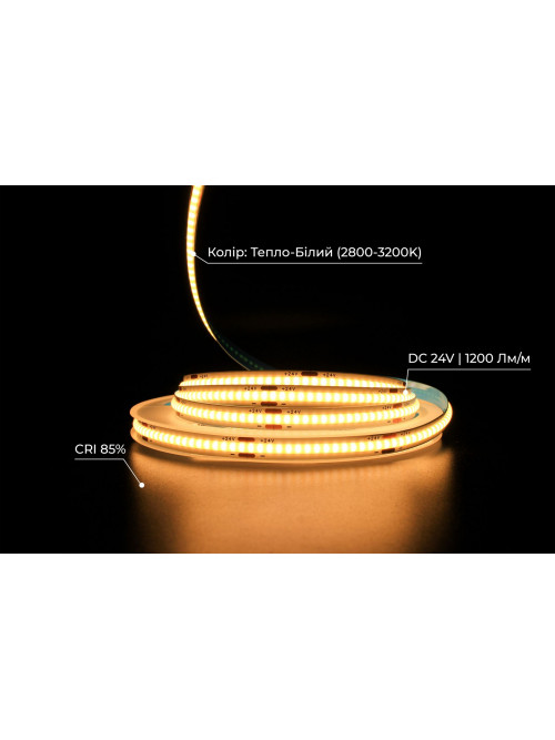 Светодиодная LED лента PROLUM™ 24V; СОВ; 320; LED; IP20; Series "PRO", Тепло-Белый (2800-3200K)