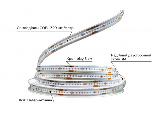 Banda LED PROLUM™ 24V; BUFNIŢĂ; 320; LED; IP20; Seria „PRO”, Albastru