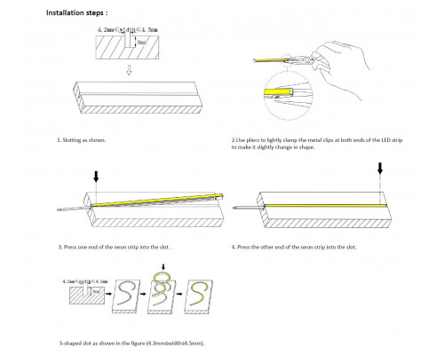 LED neon PROLUM™ 4x10, IP68, 12V, Seria „LT”, Alb, PRO