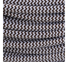 Fir textil retro rotund 2×0,75 zigzag alb/cafeniu Italia