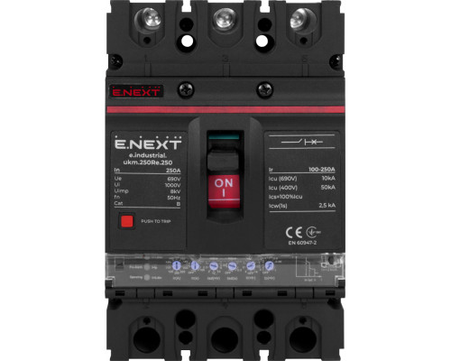 Силовой автоматический выключатель с электронным расцепителем e.industrial.ukm.250Re.160, 3р, 160А