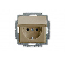 Розетка с/з с крышкой, цвет Шампань, ABB Basic 55