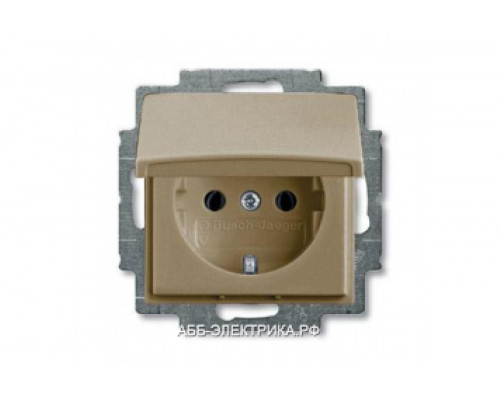 Розетка с/з с крышкой, цвет Шампань, ABB Basic 55