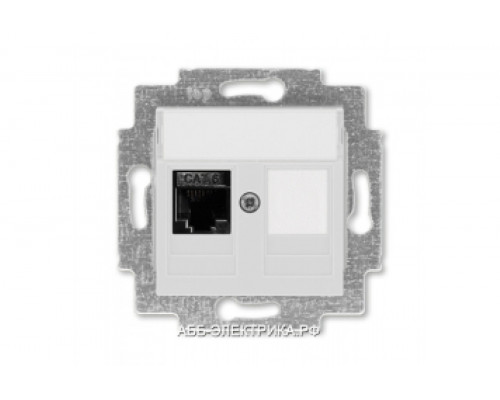 Розетка информационная ABB Levit RJ45 категория 6 и заглушка серый