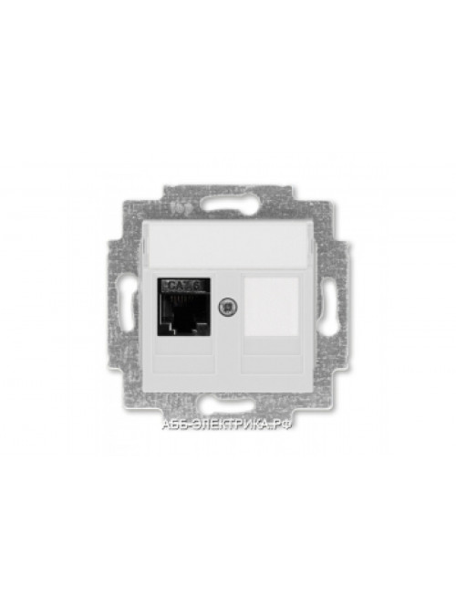 Розетка информационная ABB Levit RJ45 категория 6 и заглушка серый