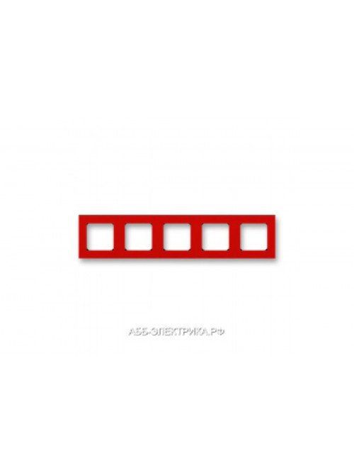 Рамка ABB Levit 5 постов красный / дымчатый чёрный