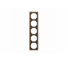Cover frame 5gang wood walnut - Busch-art linear