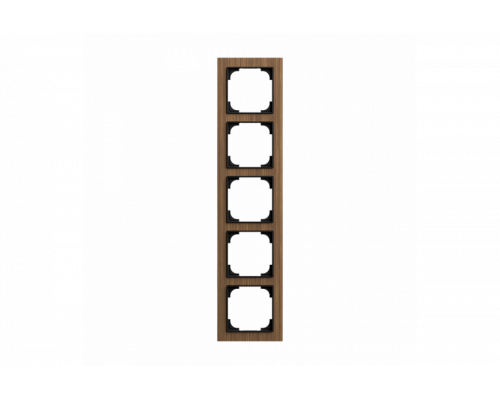 Cover frame 5gang wood walnut - Busch-art linear