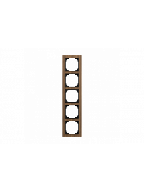Cover frame 5gang wood walnut - Busch-art linear
