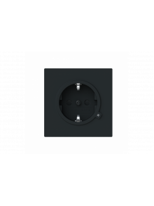 Socket insert Without imprint Safety Shutter Protective contact (SCHUKO) withControl light; LED /Green black matt  - Busch-art linear