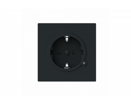 Socket insert Without imprint Safety Shutter Protective contact (SCHUKO) withControl light; LED /Green black matt  - Busch-art linear