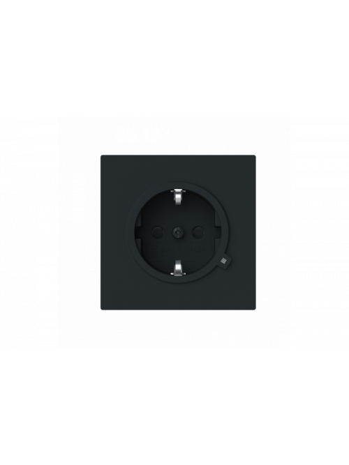 Socket insert Without imprint Safety Shutter Protective contact (SCHUKO) withControl light; LED /Green black matt  - Busch-art linear