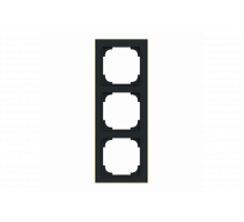 Cover frame with decor ring 3gang black matt / gold - Busch-art linear