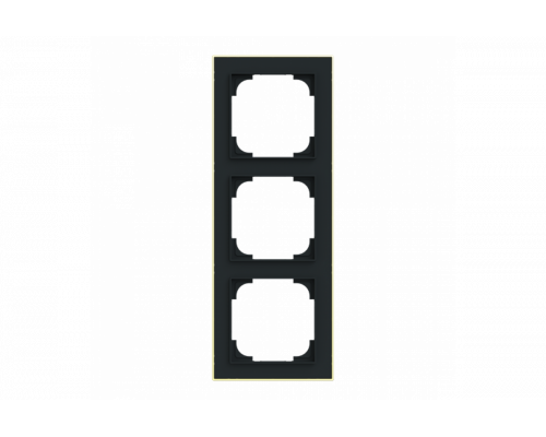 Cover frame with decor ring 3gang black matt / gold - Busch-art linear