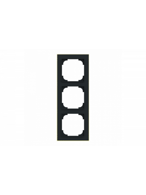 Cover frame with decor ring 3gang black matt / gold - Busch-art linear