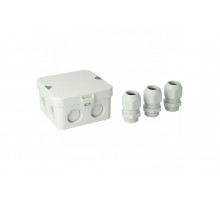 Junction box AK1-IP65, grey, with 3 cable glands M25