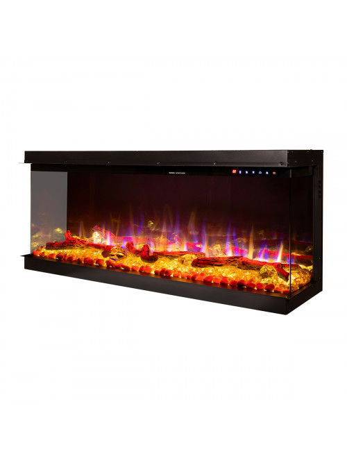 Встраиваемый 3D электрокамин Haiti 40, 533x1035x332 mm, 1500W, больше 100 цветовых сочетаний, Термостат, Дрова и кристаллы