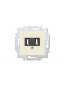 Розетка USB зарядка двойная ABB Levit слоновая кость